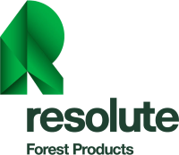 Resolute Forest Products (RFP)의 로고.